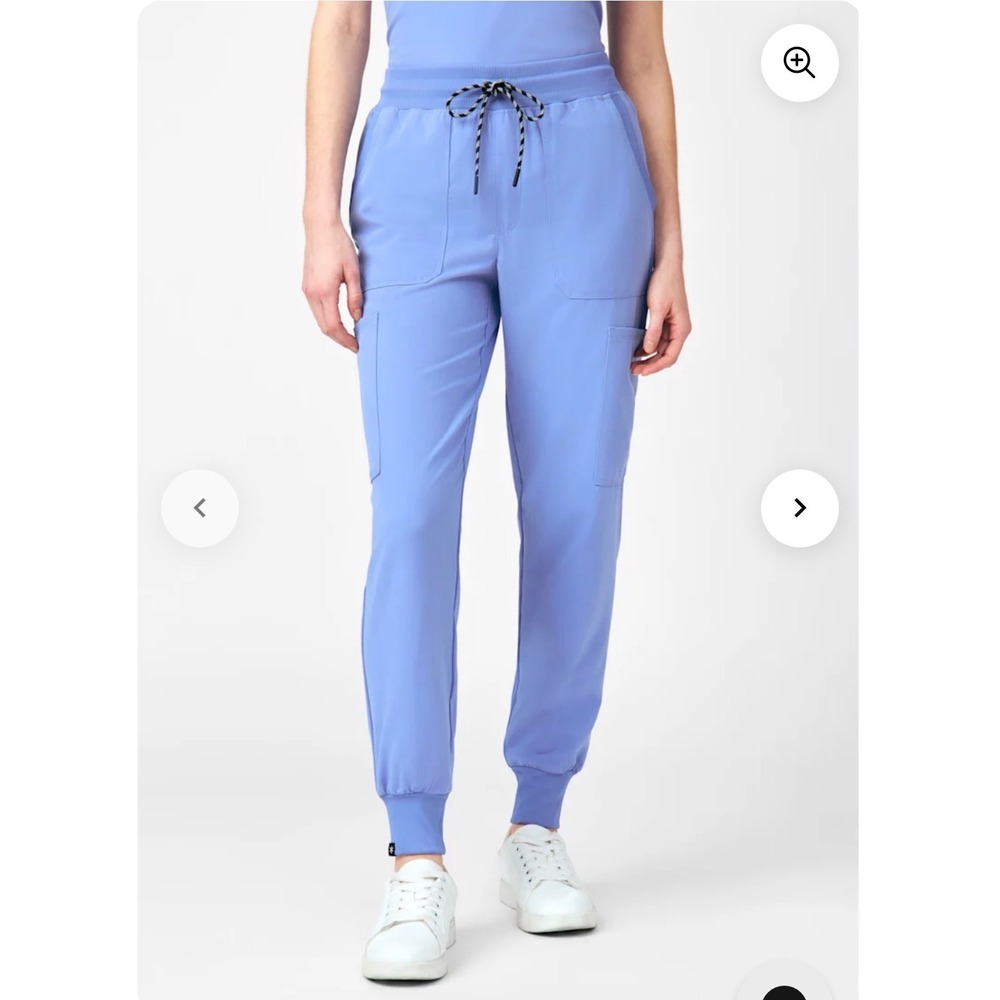 Beyond Scrubs Cloud Nine 6Pocket Knit Waistband Cargo Jogger Blue Petite XL